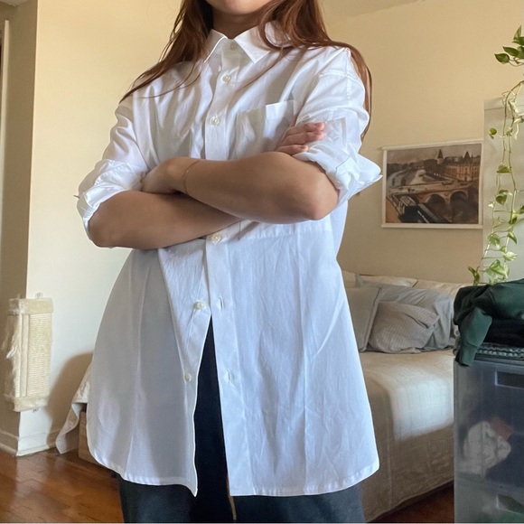 Kotn Unisex Boxy Poplin Shirt in White - Picture 2 of 7